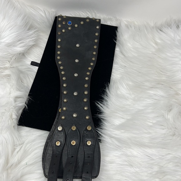 Vintage Ralph Lauren Kidney Leather Studded Corset Belt Women’s Small Black - Picture 10 of 15